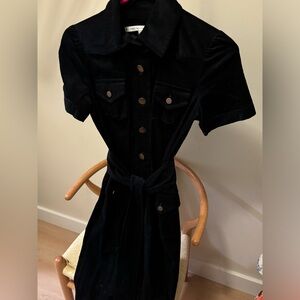 Black corduroy button up dress